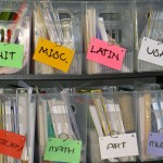 Subject bins close up